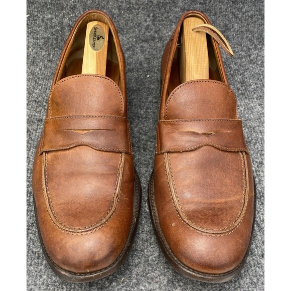 Frye Mens 10 D Cognac Tan Leather Penny Loafers Moc Toe Dress Shoes Mexico 4001 main image 5